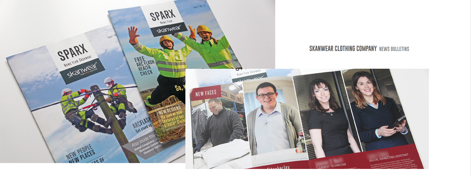 This is an image of newsletters that were produced for skanwear clothing company in doncaster